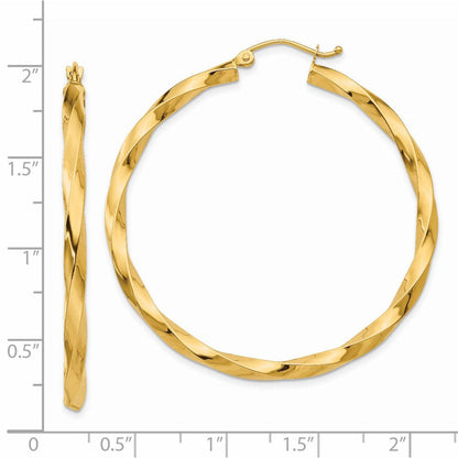 14K Gelbgold Poliert 3mm Gedreht Creolen