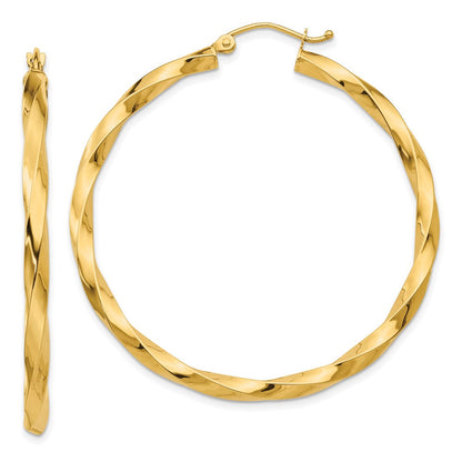 14K Gelbgold Poliert 3mm Gedreht Creolen