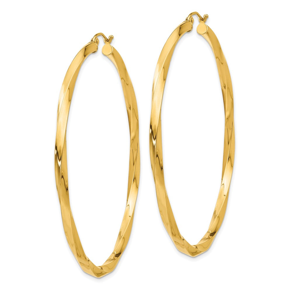 14K Gelbgold Poliert 3mm Gedreht Creolen
