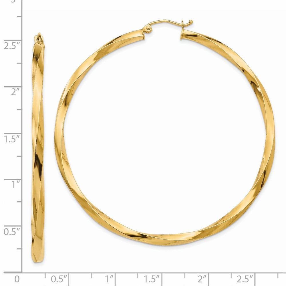 14K Gelbgold Poliert 3mm Gedreht Creolen