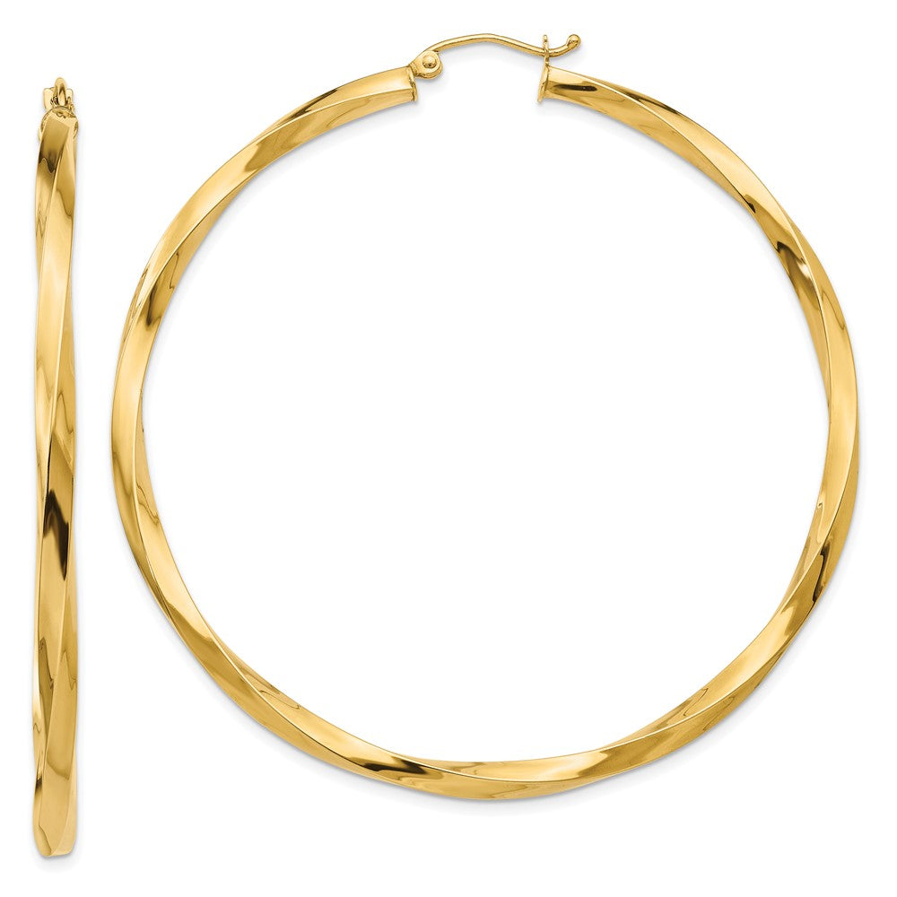 14K Gelbgold Poliert 3mm Gedreht Creolen