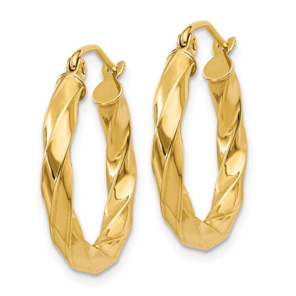 14K Gelbgold Poliert 3mm Gedreht Creolen