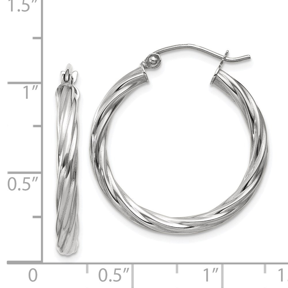 14K Weißgold Poliert 3.25mm Gedreht Creolen