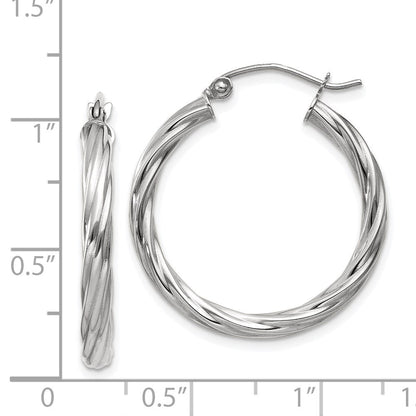14K Weißgold Poliert 3.25mm Gedreht Creolen