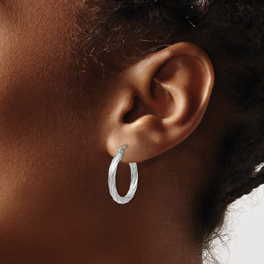 14K Weißgold Poliert 3.25mm Gedreht Creolen