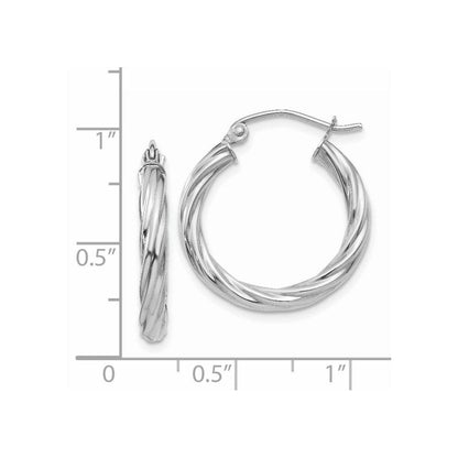 14K Weißgold Poliert 3.25mm Gedreht Creolen