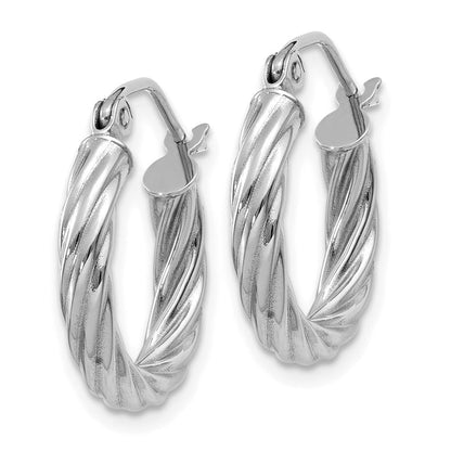 14K Weißgold Poliert 3.25mm Gedreht Creolen