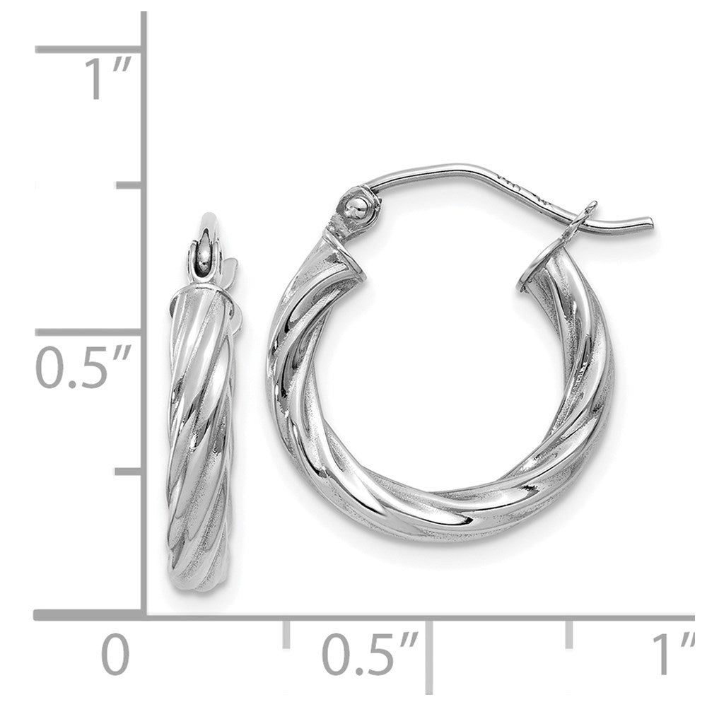 14K Weißgold Poliert 3.25mm Gedreht Creolen