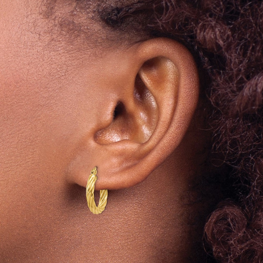 14K Gelbgold Poliert 2.75mm Gedreht Creolen