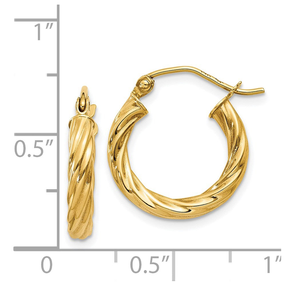 14K Gelbgold Poliert 2.75mm Gedreht Creolen