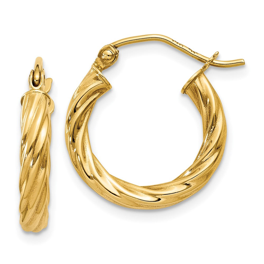 14K Gelbgold Poliert 2.75mm Gedreht Creolen