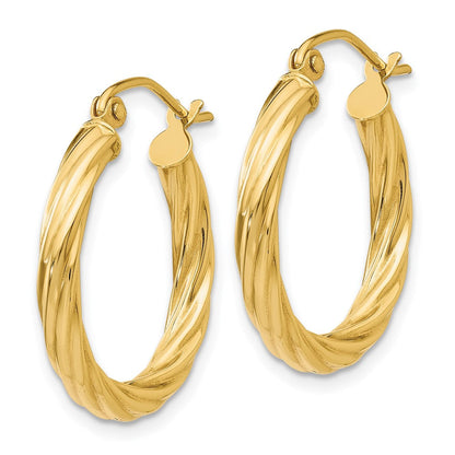 14K Gelbgold Poliert 2.75mm Gedreht Creolen