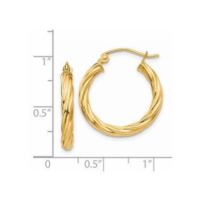 14K Gelbgold Poliert 2.75mm Gedreht Creolen