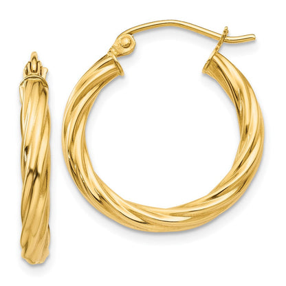 14K Gelbgold Poliert 2.75mm Gedreht Creolen