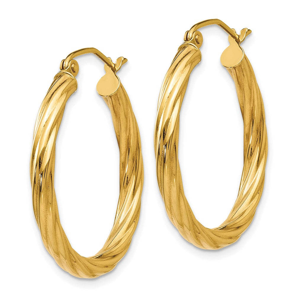 14K Gelbgold Poliert 3.25mm Gedreht Creolen