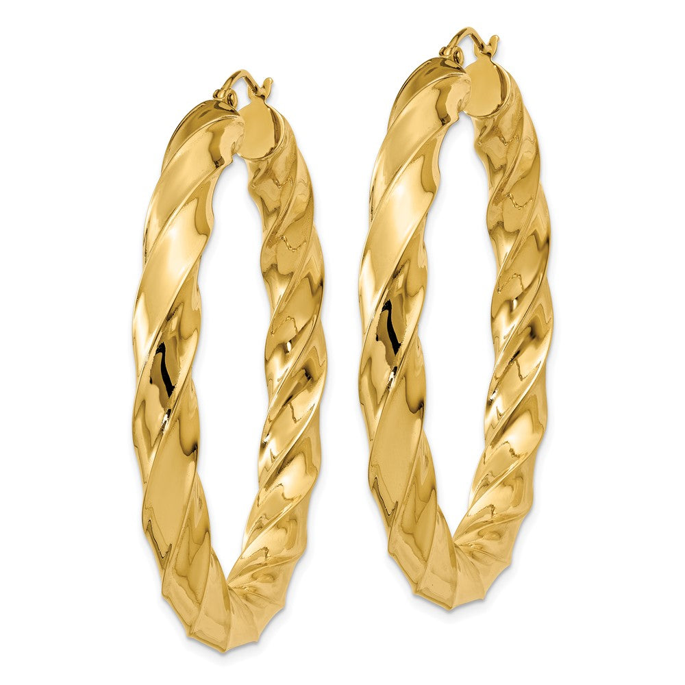 14K Gelbgold Poliert 5.0mm Gedreht Creolen