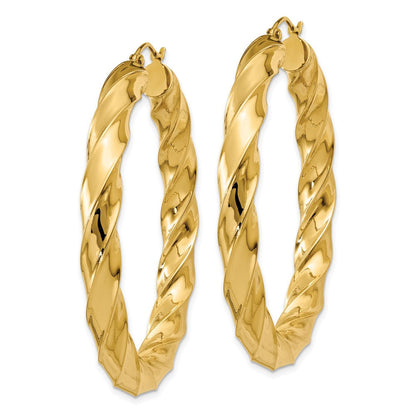 14K Gelbgold Poliert 5.0mm Gedreht Creolen