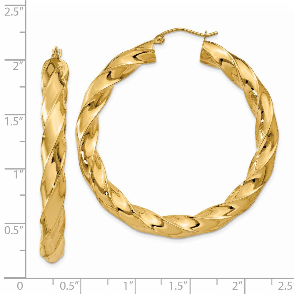 14K Gelbgold Poliert 5.0mm Gedreht Creolen