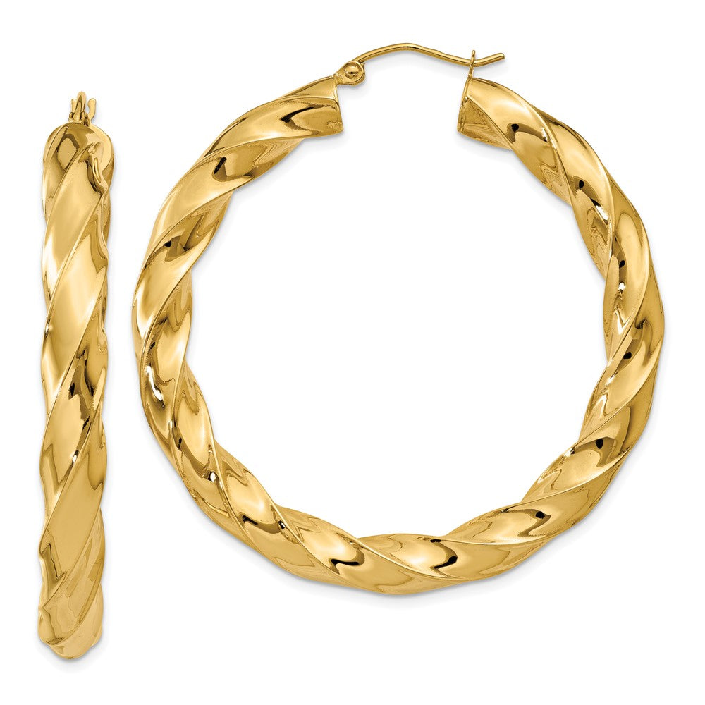 14K Gelbgold Poliert 5.0mm Gedreht Creolen