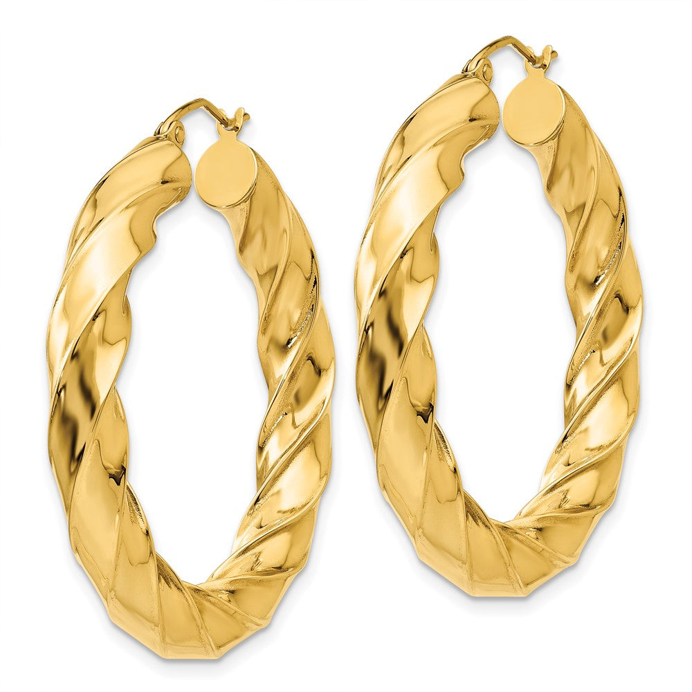 14K Gelbgold Poliert 5.0mm Gedreht Creolen