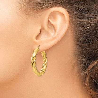 14K Gelbgold Poliert 5.0mm Gedreht Creolen