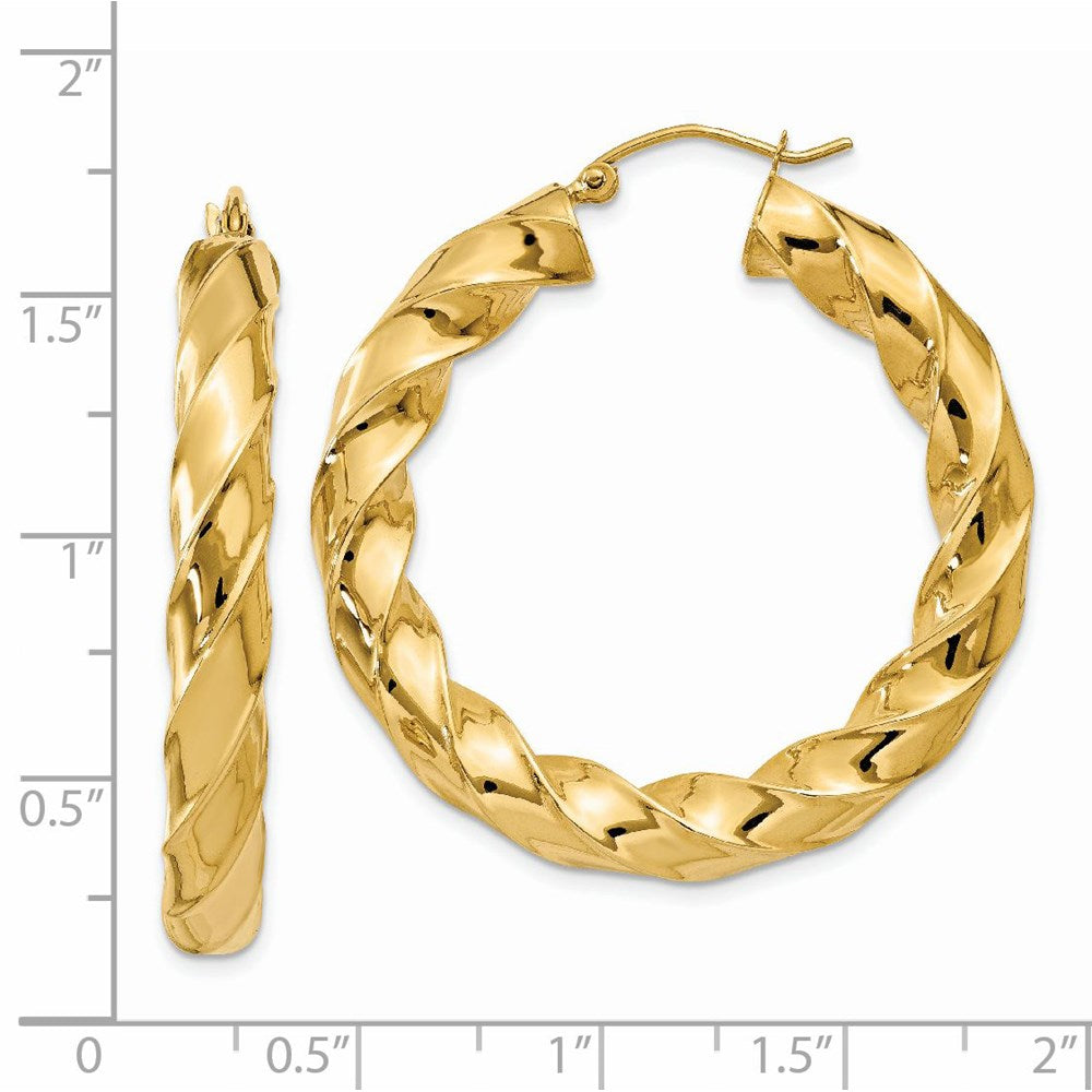 14K Gelbgold Poliert 5.0mm Gedreht Creolen