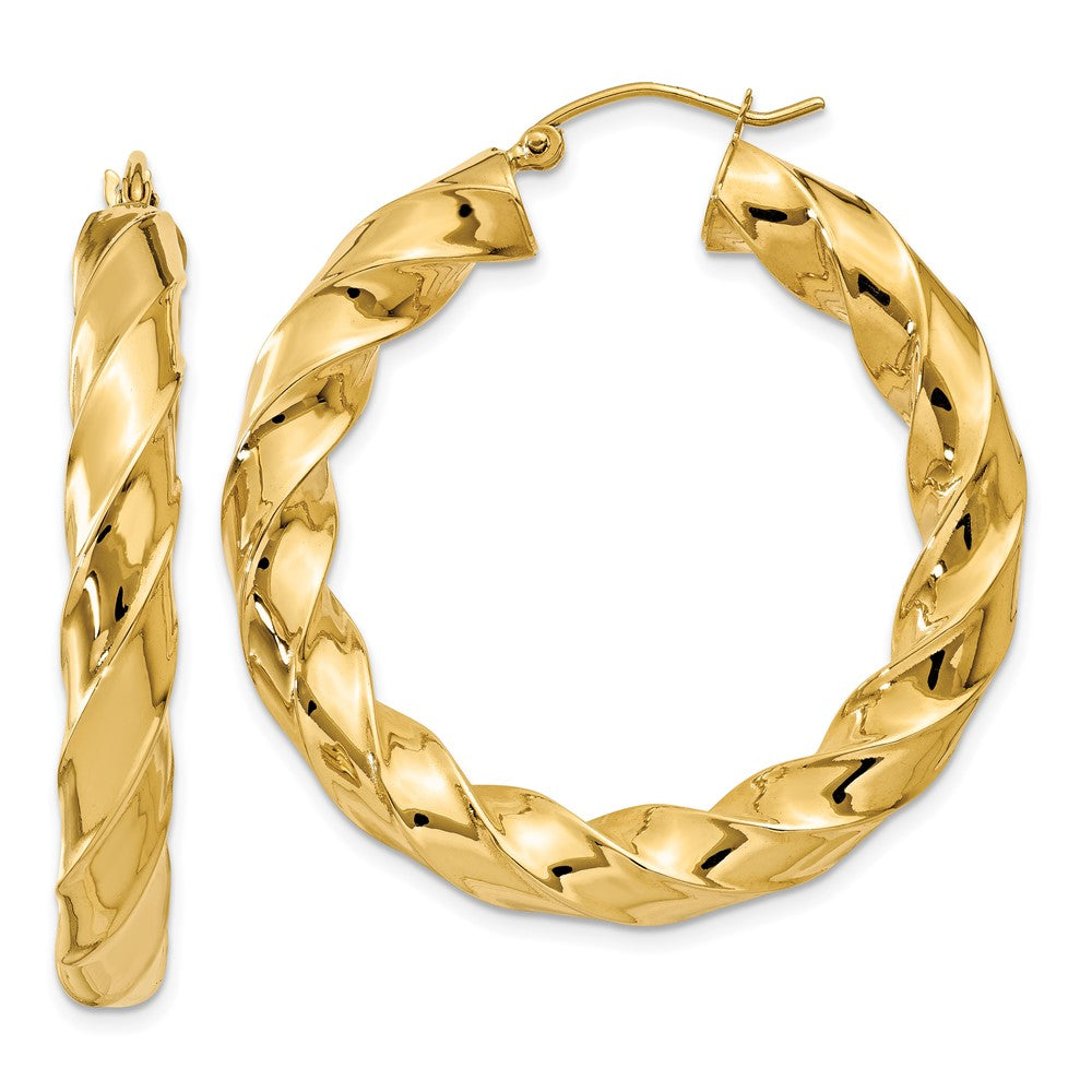 14K Gelbgold Poliert 5.0mm Gedreht Creolen