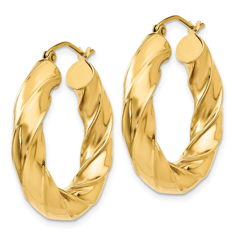 14K Gelbgold Poliert 5.0mm Gedreht Creolen
