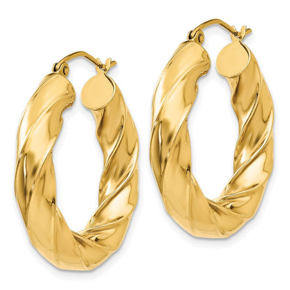 14K Gelbgold Poliert 5.0mm Gedreht Creolen