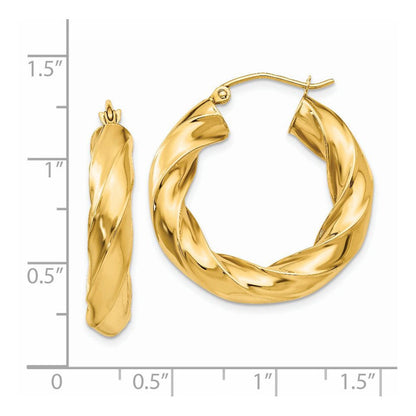 14K Gelbgold Poliert 5.0mm Gedreht Creolen