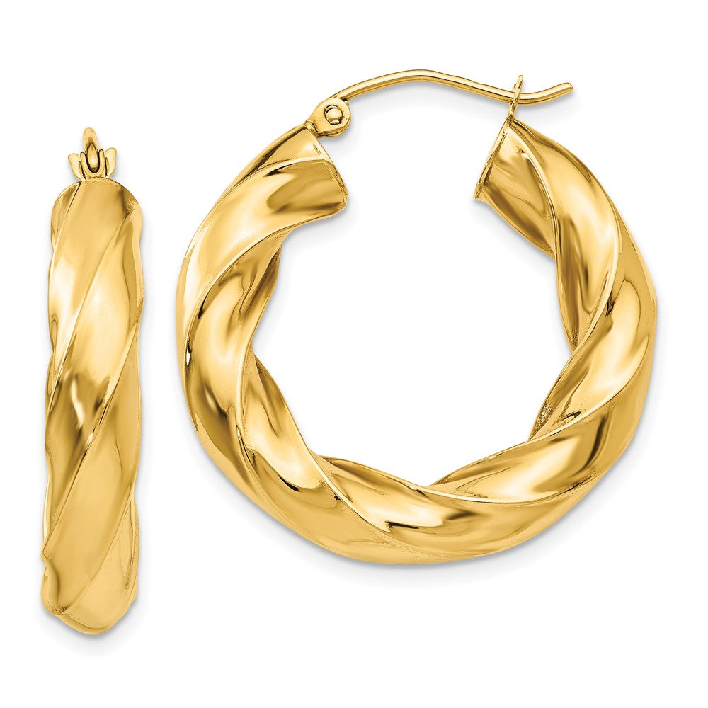 14K Gelbgold Poliert 5.0mm Gedreht Creolen