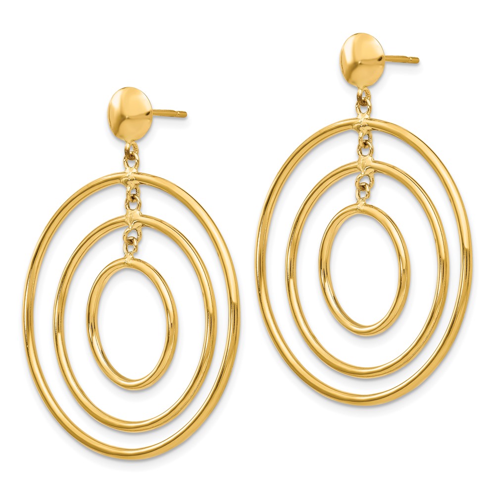 14K Gelbgold Fantasie Kreis Hängend Ohrstecker