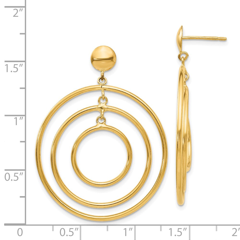 14K Gelbgold Fantasie Kreis Hängend Ohrstecker
