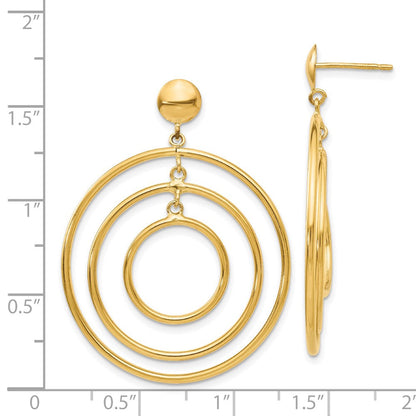 14K Gelbgold Fantasie Kreis Hängend Ohrstecker