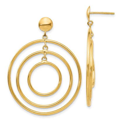 14K Gelbgold Fantasie Kreis Hängend Ohrstecker