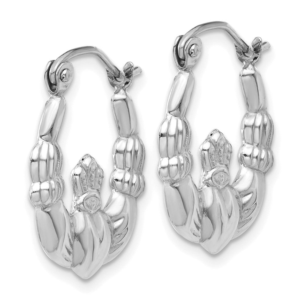 14K Weißgold Claddagh Creolen