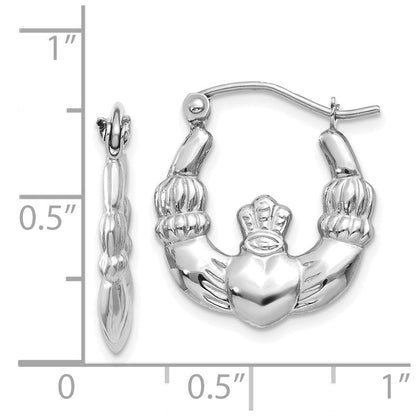 14K Weißgold Claddagh Creolen