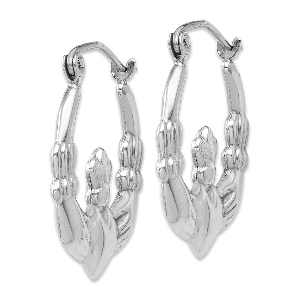 14K Weißgold Claddagh Creolen
