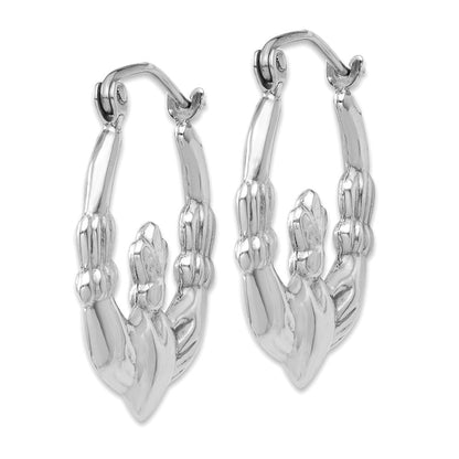 14K Weißgold Claddagh Creolen