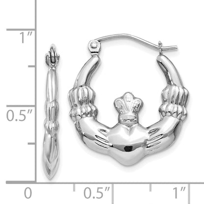 14K Weißgold Claddagh Creolen