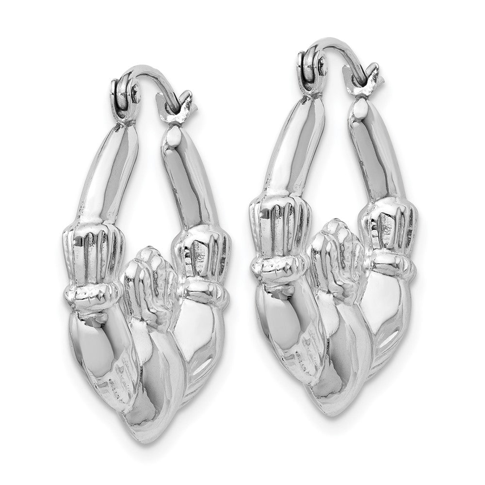 14K Weißgold Claddagh Creolen