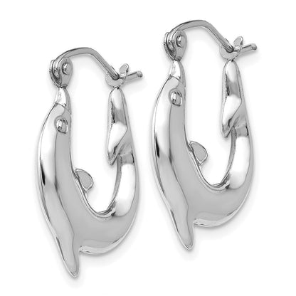 14K Weißgold Poliert Delfin Creolen