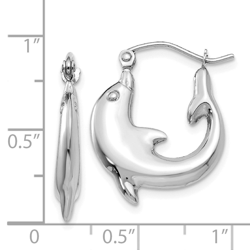 14K Weißgold Poliert Delfin Creolen