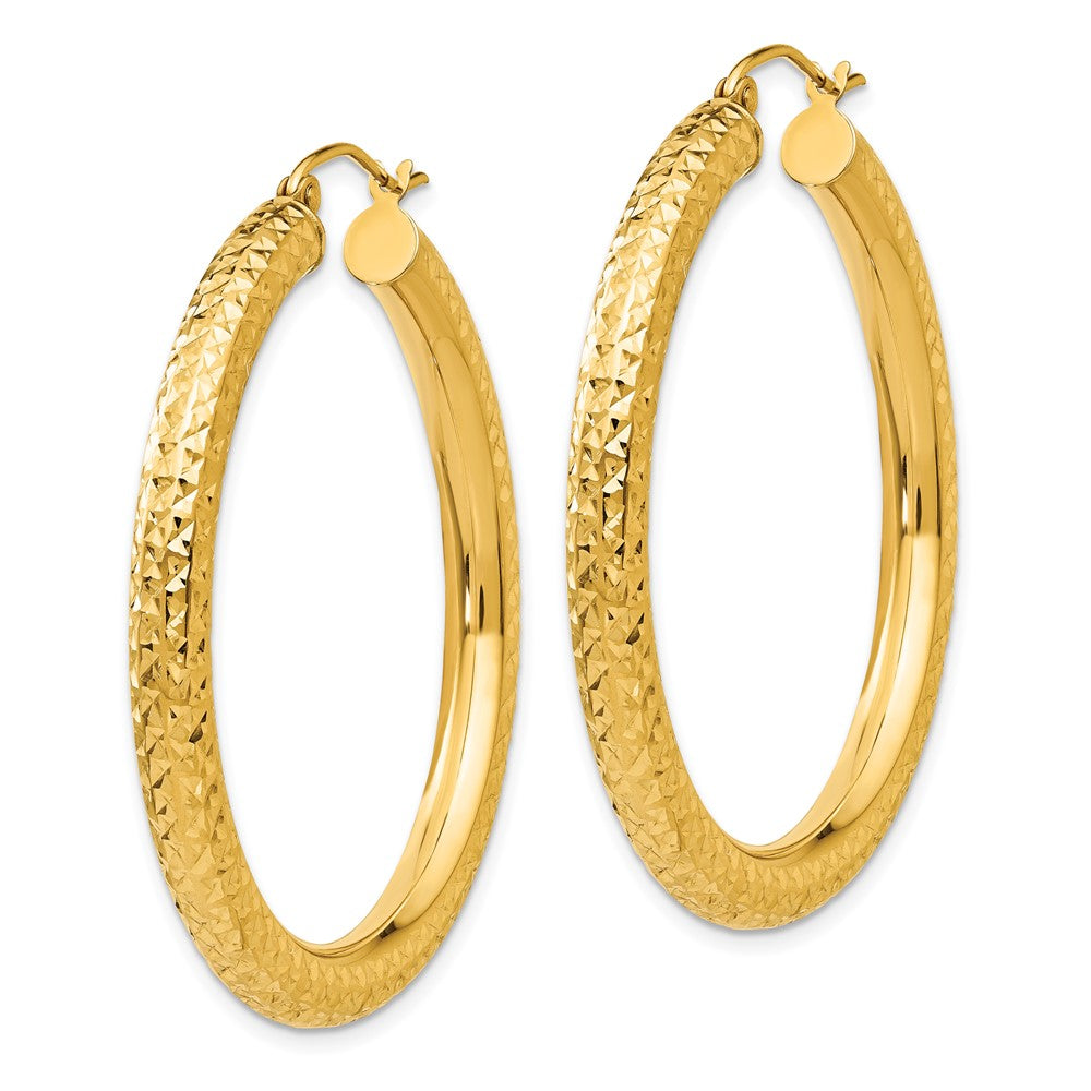 14K Gelbgold Diamantiert 4mm Rund Creolen