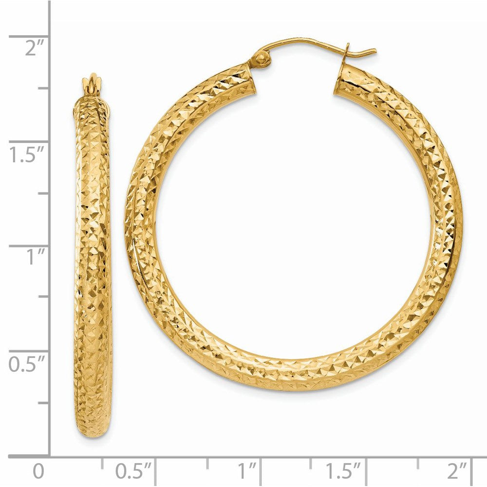 14K Gelbgold Diamantiert 4mm Rund Creolen