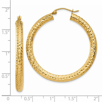 14K Gelbgold Diamantiert 4mm Rund Creolen