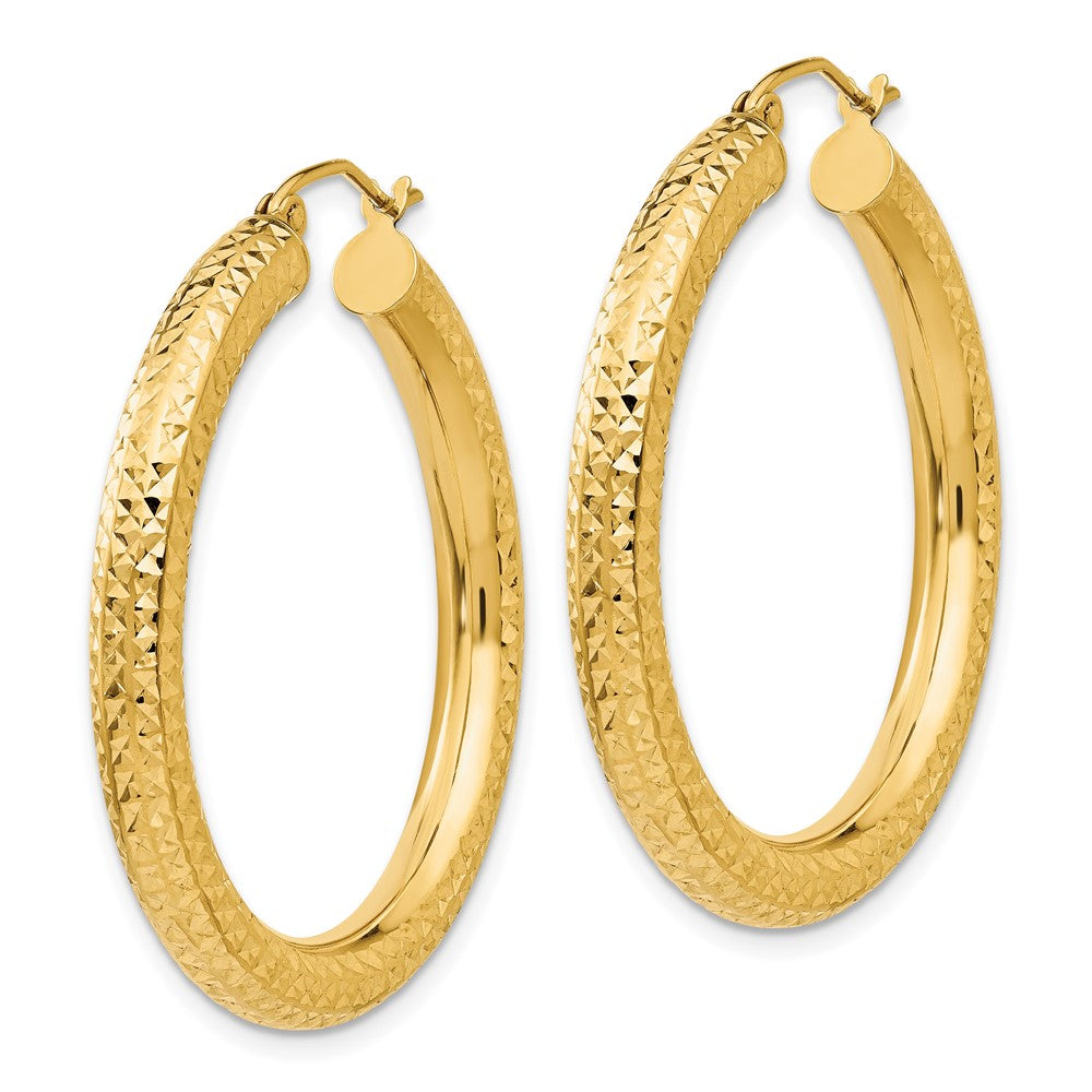 14K Gelbgold Diamantiert 4mm Rund Creolen