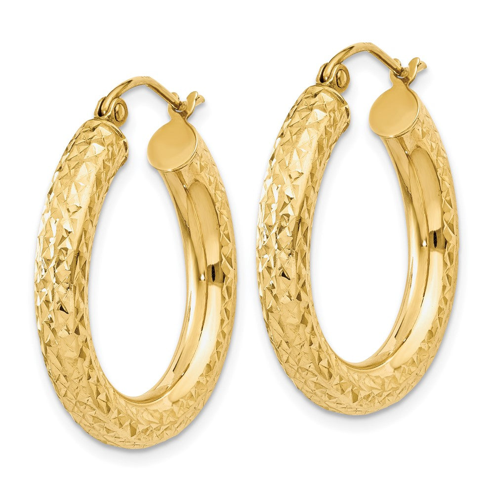 14K Gelbgold Diamantiert 4mm Rund Creolen
