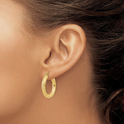 14K Gelbgold Diamantiert 4mm Rund Creolen