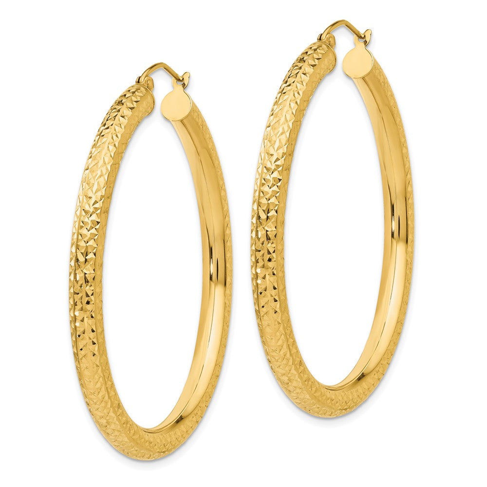 14K Gelbgold Diamantiert 4mm Rund Creolen